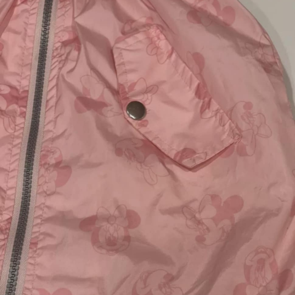 Disney Jr Pink Mini Mouse 3T Raincoat/Lined Zip up Jacket with Mouse ear hood - Picture 9 of 10